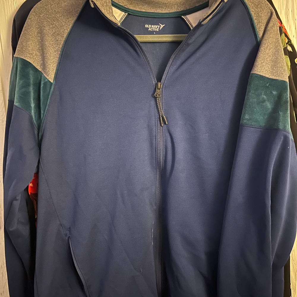 Old Navy Blue and Gray Zip-Up Jacket